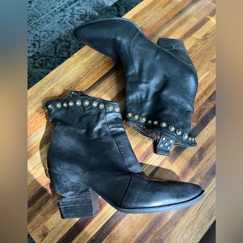 A.S. 98 studded heeled boots with cut out heel - Picture 1 of 8